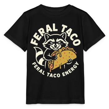 Feral Taco Energy Raccoon Motif - Stanley/Stella MINI CREATOR Kids’ T-Shirt - black - Front - Mikhail (115cm)