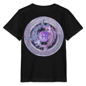 Zodiac Sign Sternzeichen Fische Pisces Geschenk - Stanley/Stella Kinder T-Shirt MINI CREATOR  - Schwarz - Vorne - Mikhail (115cm)