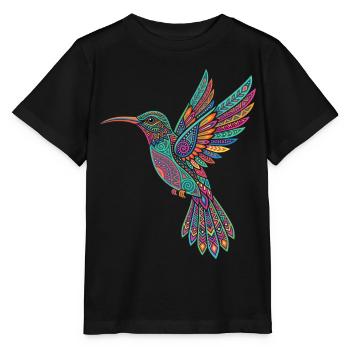 Folklore mexicain d’Alebrije Hummingbird - T-shirt bio MINI CREATOR Stanley/Stella Enfant - noir - Devant - Mikhail (115cm)