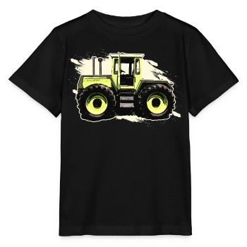 Grüner Traktor im ComicStil - Stanley/Stella Kinder T-Shirt MINI CREATOR  - Schwarz - Vorne - Mikhail (115cm)