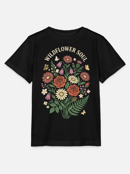 Wildflower Soul Blumenstrauß-Design - Stanley/Stella Kinder T-Shirt MINI CREATOR  - Schwarz
