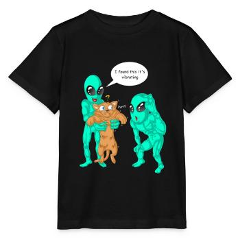 Außerirdische haben Katzenhemd gefunden - Stanley/Stella Kinder T-Shirt MINI CREATOR  - Schwarz - Vorne - Mikhail (115cm)