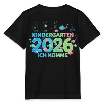 Kindergarten Ich komme 2026 Fische - Stanley/Stella Kinder T-Shirt MINI CREATOR  - Schwarz - Vorne - Mikhail (115cm)
