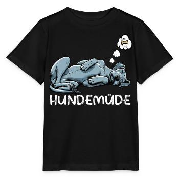 Hundemüde Deutsche Dogge Doggen Doggenbesitzer  - Stanley/Stella Kinder T-Shirt MINI CREATOR  - Schwarz - Vorne - Mikhail (115cm)