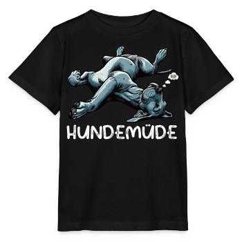 Hundemüde Deutsche Dogge Doggen Doggenbesitzer  - Stanley/Stella Kinder T-Shirt MINI CREATOR  - Schwarz - Vorne - Mikhail (115cm)