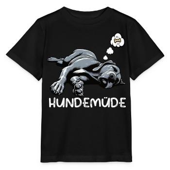 Hundemüde Deutsche Dogge Doggen Doggenbesitzer  - Stanley/Stella Kinder T-Shirt MINI CREATOR  - Schwarz - Vorne - Mikhail (115cm)