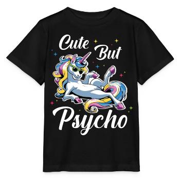 Niedliches Psycho Einhorn - Stanley/Stella Kinder T-Shirt MINI CREATOR  - Schwarz - Vorne - Mikhail (115cm)