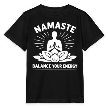 Namaste Balance Your Energy Yoga Meditation - Stanley/Stella Kinder T-Shirt MINI CREATOR  - Schwarz - Vorne - Mikhail (115cm)