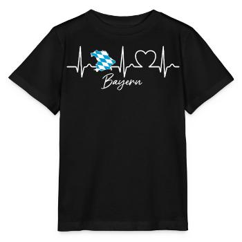 Bayern Landkarte mit Herzkurve | EKG | Puls - Stanley/Stella Kinder T-Shirt MINI CREATOR  - Schwarz - Vorne - Mikhail (115cm)