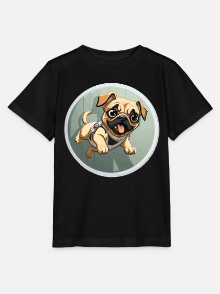Quiekender Pug Sprinter - Stanley/Stella Kinder T-Shirt MINI CREATOR  - Schwarz