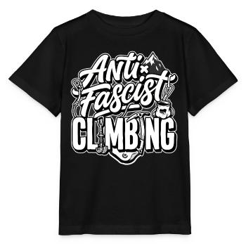 Antifascist Climbing Mountain Tee - Stanley/Stella MINI CREATOR Kids’ T-Shirt - black - Front - Mikhail (115cm)