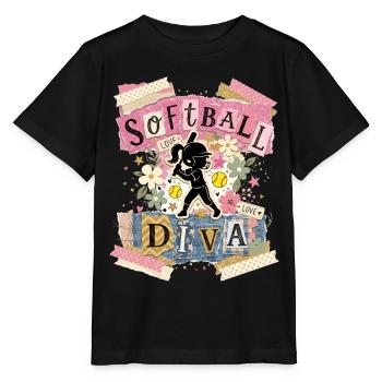 Diva du softball de texte de collage fille - T-shirt bio MINI CREATOR Stanley/Stella Enfant - noir - Devant - Mikhail (115cm)