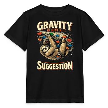 Sloth Bouldering: Gravity Is Just A Suggestion - Stanley/Stella MINI CREATOR Kids’ T-Shirt - black - Front - Mikhail (115cm)