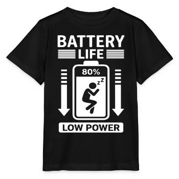 Battery Life Low Power Humor Akku Leer - Stanley/Stella Kinder T-Shirt MINI CREATOR  - Schwarz - Vorne - Mikhail (115cm)