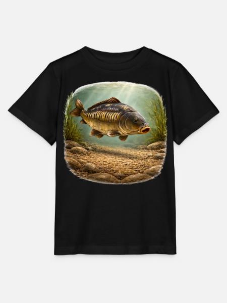 Spiegelkarpfen-Unterwasserfischerei-Design - Stanley/Stella Kinder T-Shirt MINI CREATOR - Schwarz