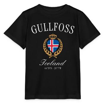 Gullfoss Island Wappen Krone – Reise Souvenir - Stanley/Stella Kinder T-Shirt MINI CREATOR  - Schwarz - Vorne - Mikhail (115cm)