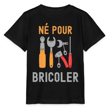 Né Pour Bricoler – Outils Colorés - T-shirt bio MINI CREATOR Stanley/Stella Enfant - noir - Devant - Mikhail (115cm)