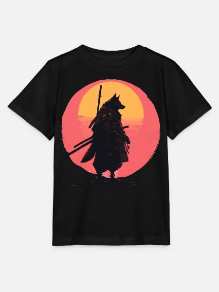 Wolf Sunset Samurai Rider - Stanley/Stella Kinder T-Shirt MINI CREATOR  - Schwarz