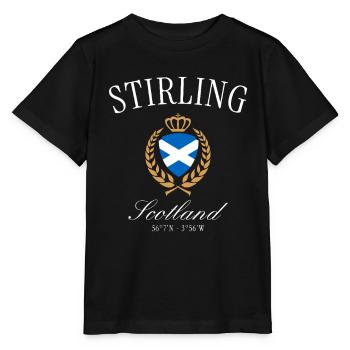 Stirling Schottland Wappen Krone – Reise Souvenir - Stanley/Stella Kinder T-Shirt MINI CREATOR  - Schwarz - Vorne - Mikhail (115cm)