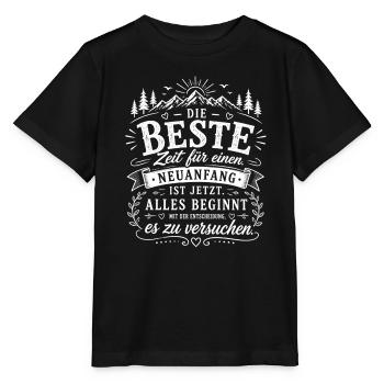 Beste Zeit für Neuanfang - Stanley/Stella Kinder T-Shirt MINI CREATOR  - Schwarz - Vorne - Mikhail (115cm)