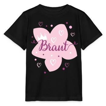 Hochzeit Brat Blüte mit Krone Schriftzug - Stanley/Stella Kinder T-Shirt MINI CREATOR  - Schwarz - Vorne - Mikhail (115cm)