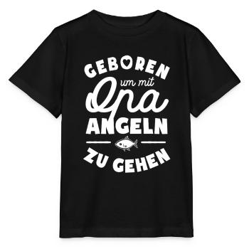 Geboren um mit Opa angeln zu gehen - Stanley/Stella Kinder T-Shirt MINI CREATOR  - Schwarz - Vorne - Mikhail (115cm)