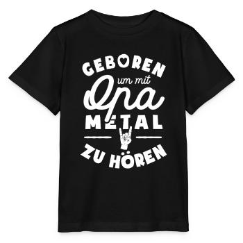 Geboren um mit Opa Metal zu hören - Stanley/Stella Kinder T-Shirt MINI CREATOR  - Schwarz - Vorne - Mikhail (115cm)