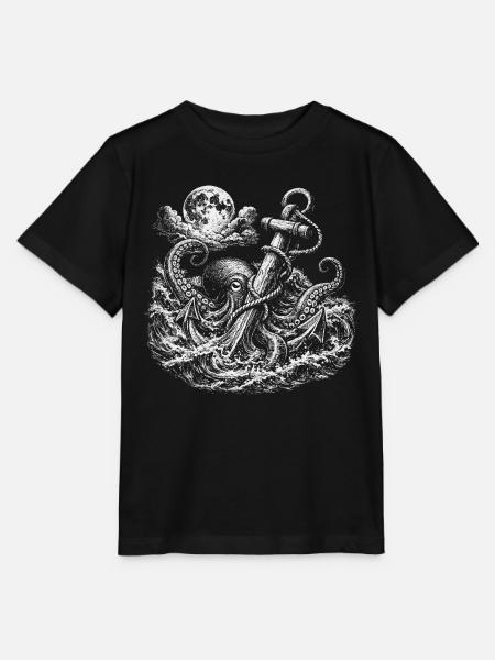 Oktopus Anker Vintage Meer Mond Maritime Nautisch - Stanley/Stella Kinder T-Shirt MINI CREATOR - Schwarz