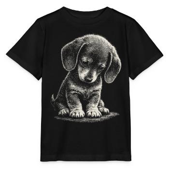 Dachshund Puppy Dog Cute Cute Embarrass Art Sad - Stanley/Stella MINI CREATOR Kids’ T-Shirt - black - Front - Mikhail (115cm)