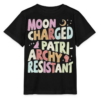 Chargé de lune, résistant au patriarcat - pastel - T-shirt bio MINI CREATOR Stanley/Stella Enfant - noir - Devant - Mikhail (115cm)