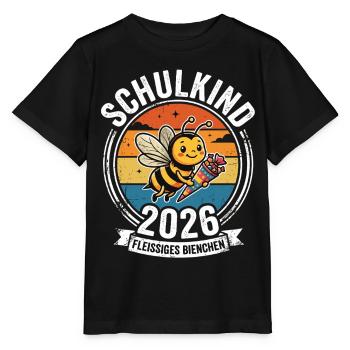 Fleißiges Bienchen Einschulung 2026 - Stanley/Stella Kinder T-Shirt MINI CREATOR  - Schwarz - Vorne - Mikhail (115cm)