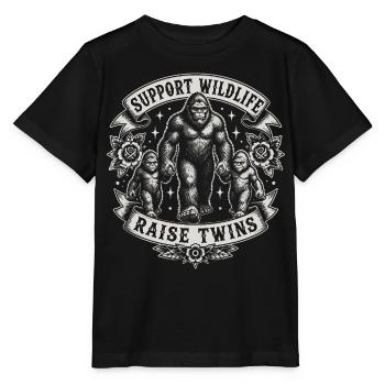 Support Wildlife: Raise Twins - Stanley/Stella MINI CREATOR Kids’ T-Shirt - black - Front - Mikhail (115cm)