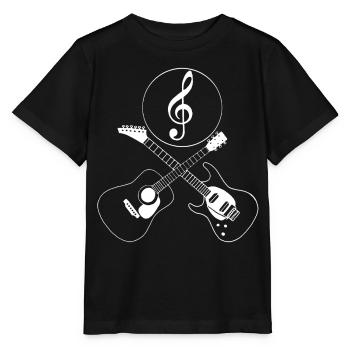 Guitares croisées et clé de sol - T-shirt bio MINI CREATOR Stanley/Stella Enfant - noir - Devant - Mikhail (115cm)