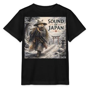 Japanisches Kitsune-Flötendesign - Stanley/Stella Kinder T-Shirt MINI CREATOR  - Schwarz - Vorne - Mikhail (115cm)