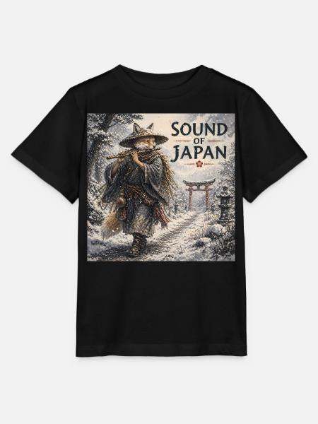 Japanisches Kitsune-Flötendesign - Stanley/Stella Kinder T-Shirt MINI CREATOR - Schwarz