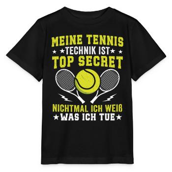 Meine Tennis Technik Is Top Secret  - Stanley/Stella Kinder T-Shirt MINI CREATOR  - Schwarz - Vorne - Mikhail (115cm)