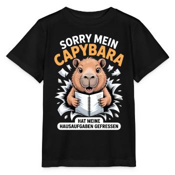 Capybara Hausaufgaben  - Stanley/Stella Kinder T-Shirt MINI CREATOR  - Schwarz - Vorne - Mikhail (115cm)
