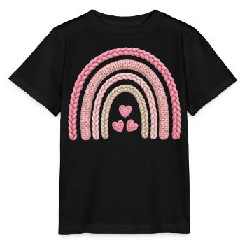 Regenbogen Rosa Strickmuster - Stanley/Stella Kinder T-Shirt MINI CREATOR  - Schwarz - Vorne - Mikhail (115cm)