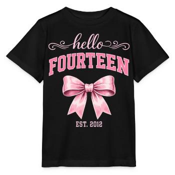 Hello Fourteen 14 Ans Est 2012 Anniversaire Nœud - T-shirt bio MINI CREATOR Stanley/Stella Enfant - noir - Devant - Mikhail (115cm)
