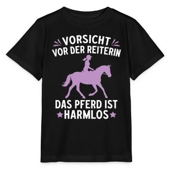 Méfie-toi du cavalier, le cheval est inoffensif - T-shirt bio MINI CREATOR Stanley/Stella Enfant - noir - Devant - Mikhail (115cm)