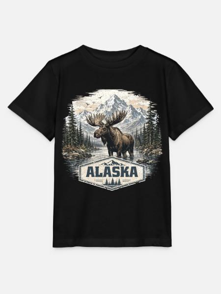 Alaska-Elch-Elche und Hirsche lieben Alaska - Stanley/Stella Kinder T-Shirt MINI CREATOR  - Schwarz