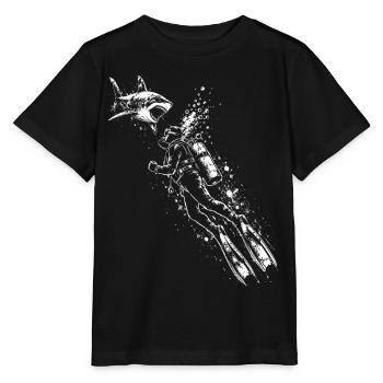 Taucher Hai Unterwasser Shirt - Stanley/Stella Kinder T-Shirt MINI CREATOR  - Schwarz - Vorne - Mikhail (115cm)