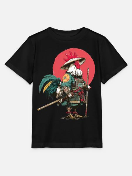 Hahn-Samurai in Rüstung - Stanley/Stella Kinder T-Shirt MINI CREATOR - Schwarz