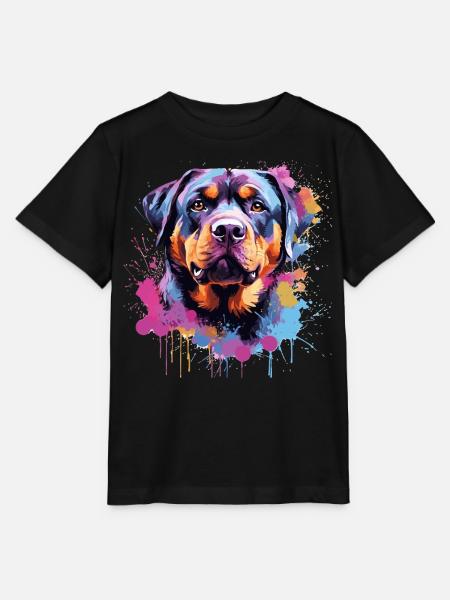 Rottweiler Bunker Splash Art Hund - Stanley/Stella Kinder T-Shirt MINI CREATOR  - Schwarz