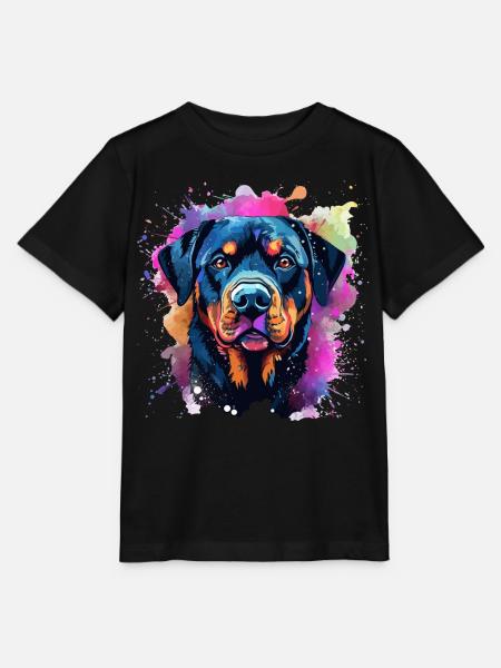 Lebendiger Rottie-Porträt-Spritzer - Stanley/Stella Kinder T-Shirt MINI CREATOR - Schwarz