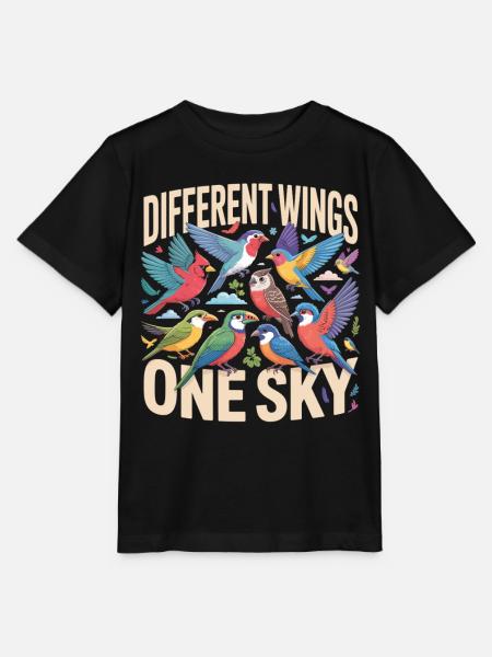 Different Wings One Sky Vogel - Stanley/Stella Kinder T-Shirt MINI CREATOR - Schwarz