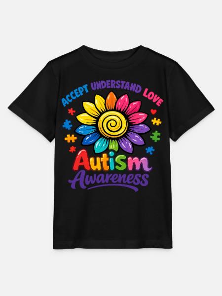 Autismus-Bewusstsein-Sonnenblume - Stanley/Stella Kinder T-Shirt MINI CREATOR - Schwarz