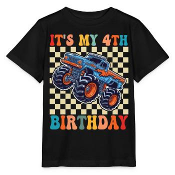 4ter Geburtstag Monstertruck - Stanley/Stella Kinder T-Shirt MINI CREATOR  - Schwarz - Vorne - Mikhail (115cm)