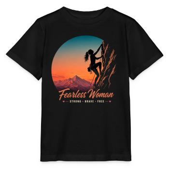 Femme intrépide qui grimpe – Forte, Courageuse, Libre - T-shirt bio MINI CREATOR Stanley/Stella Enfant - noir - Devant - Mikhail (115cm)