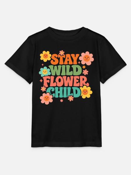 Stay Wild Flower Child - Stanley/Stella Kinder T-Shirt MINI CREATOR - Schwarz